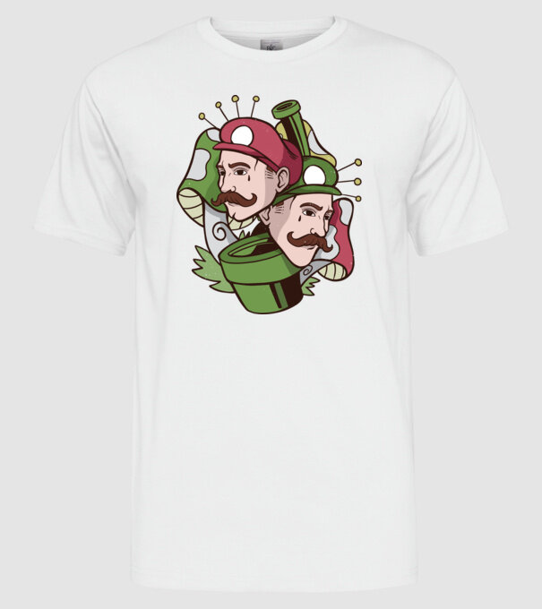 Mario și Luigi model alb pe tricou