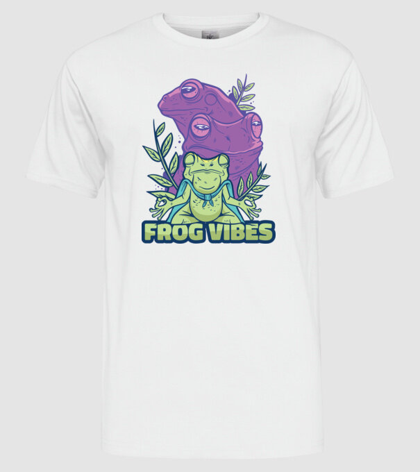 Broasca meditatoare model alb pe tricou