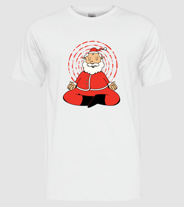 Moș Crăciun meditând model alb pe tricou
