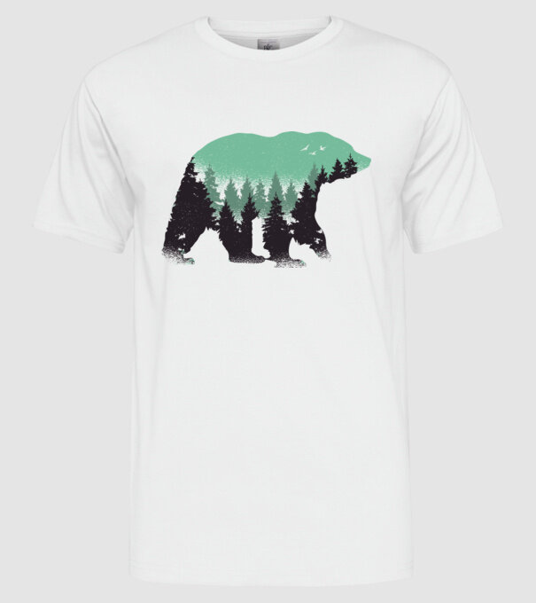 Urs pădure Natură tricou model alb pe tricou