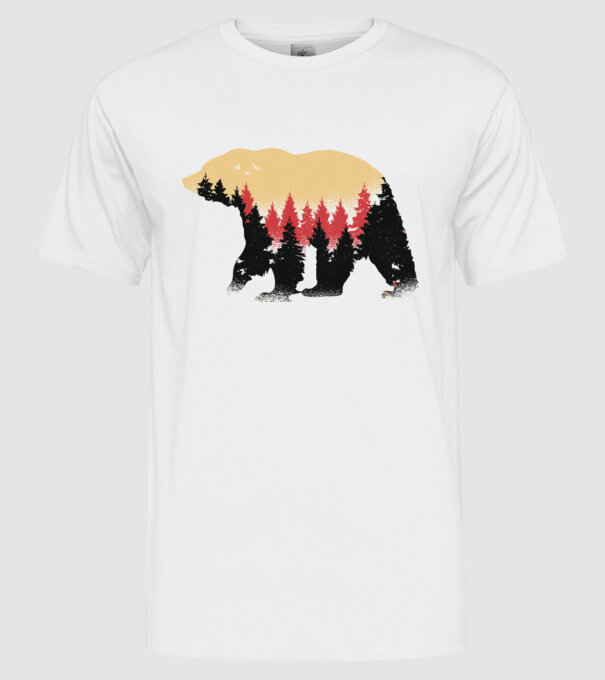 Urs Natură model alb pe tricou