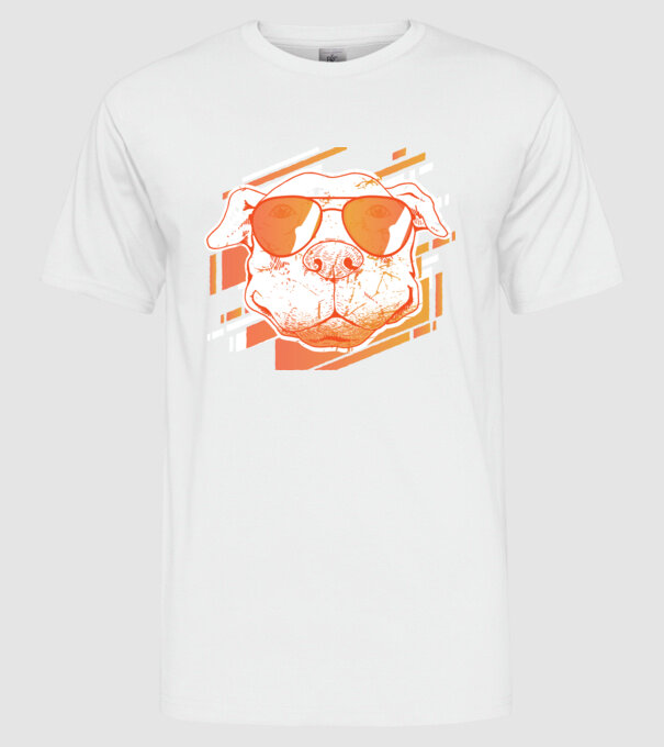 Pitbull Cool în ochelari de soare model alb pe tricou