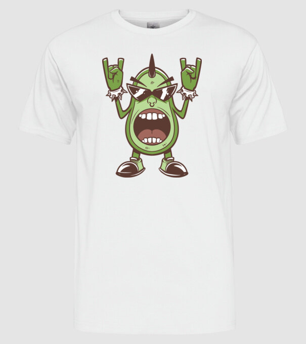 Avocado Metal model alb pe tricou