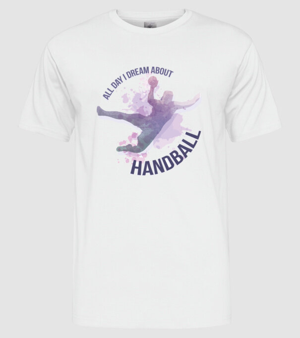 Visez la handbal în fiecare zi model alb pe tricou