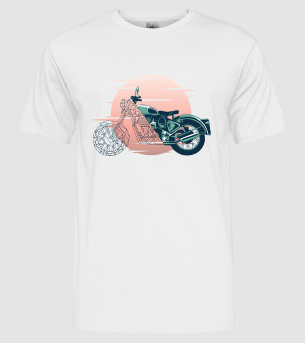 Motocicletă model alb pe tricou