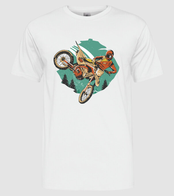 Motociclist motocros model alb pe tricou