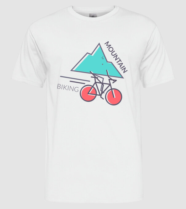 Mountain Biking model alb pe tricou