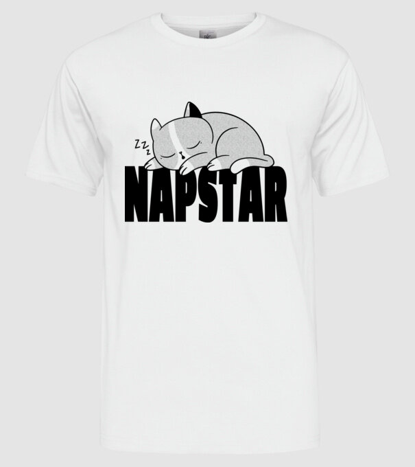 Pisică Napstar model alb pe tricou