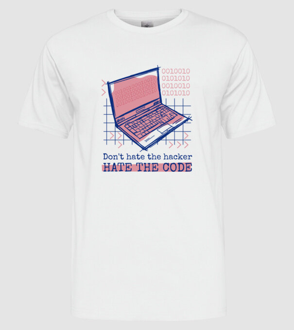 Nu urî hackerul, urăște codul model alb pe tricou