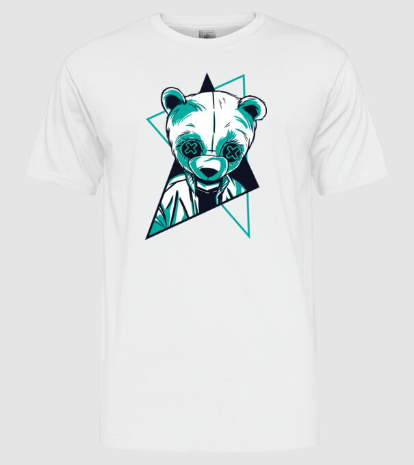 Panda Neon model alb pe tricou