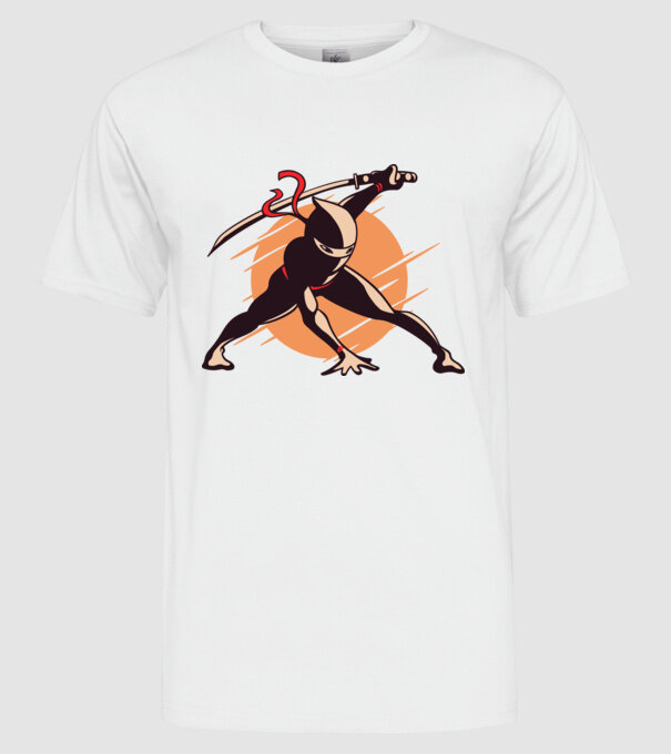Ninja model alb pe tricou