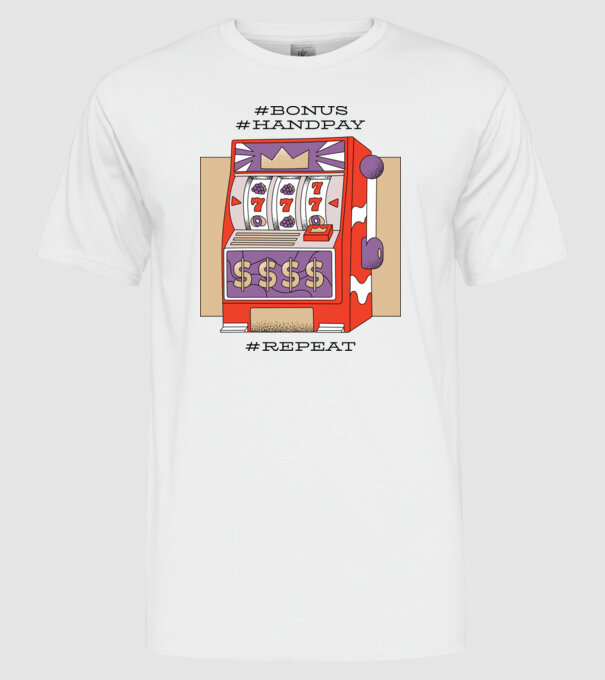 Slot machine model alb pe tricou