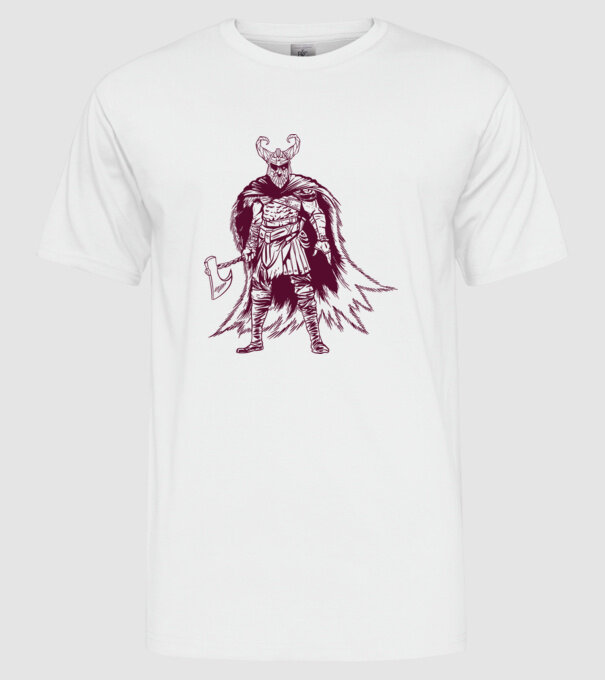 Războinic Odin Viking model alb pe tricou