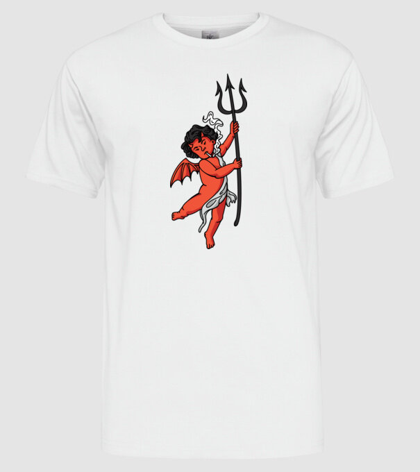 Diavol cu Țigaretă model alb pe tricou