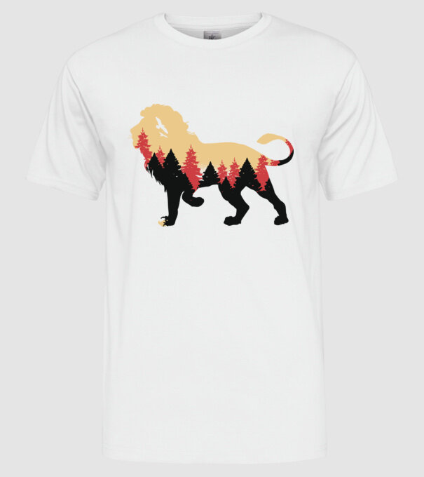Siluetă Leu model alb pe tricou