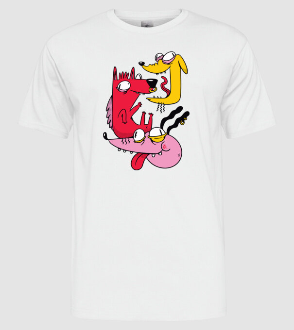 Câini nebuni model alb pe tricou