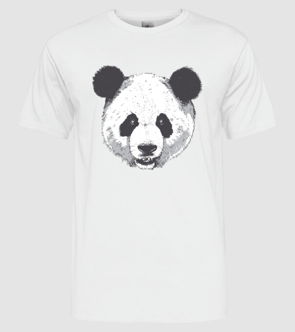 Cap de panda model alb pe tricou