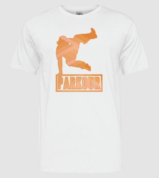 Tricou Parkour cu inscripție model alb pe tricou