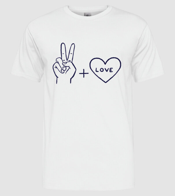 Peace + Love model alb pe tricou