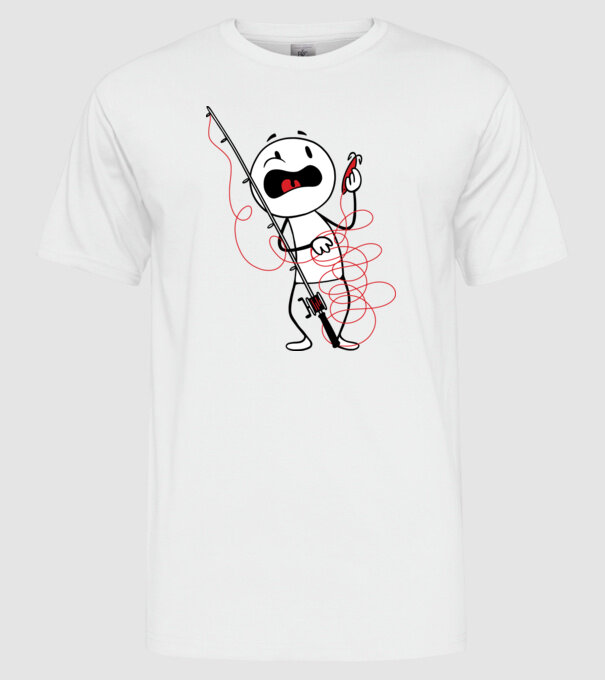 Încurcătură pescar model alb pe tricou