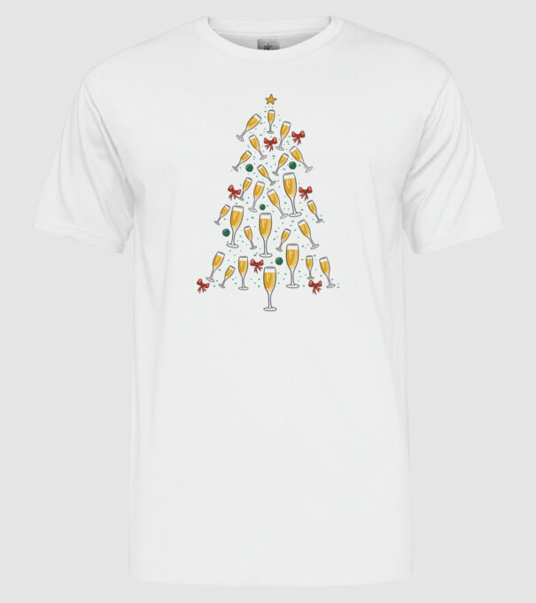 Pom de Crăciun cu Șampanie model alb pe tricou