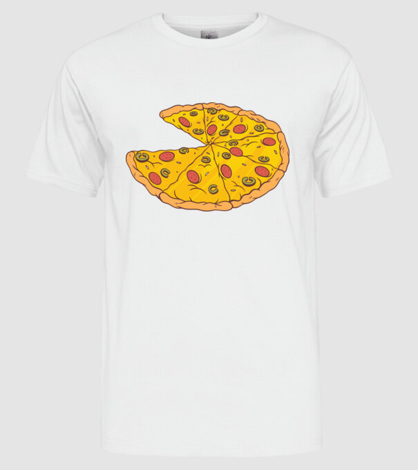 Felii de pizza Cuplu model alb pe tricou