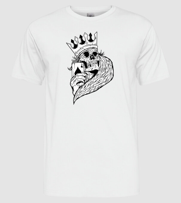 Craniu Poker model alb pe tricou
