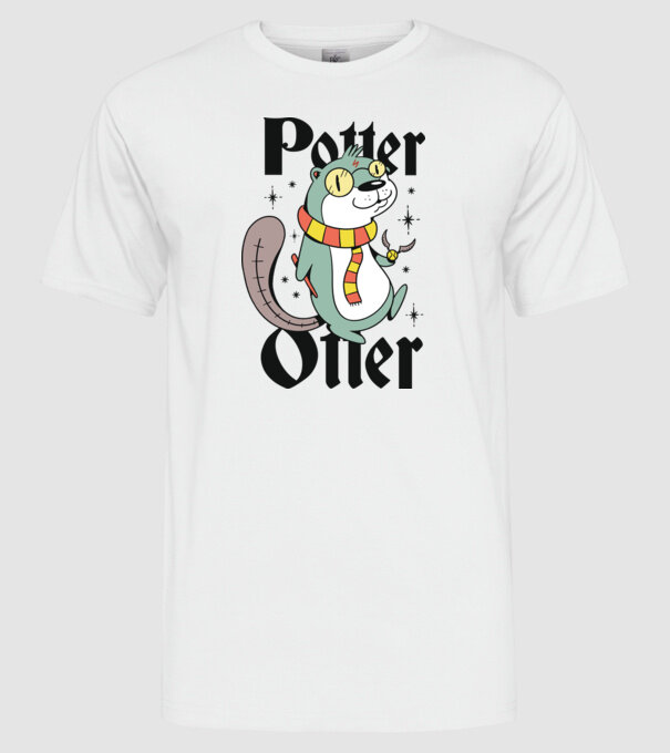 Potter Otter Vidra model alb pe tricou