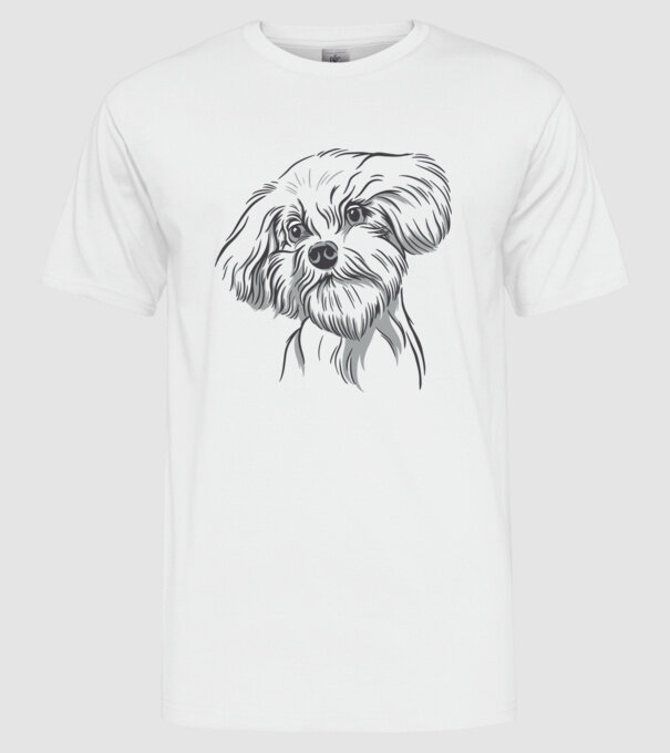 Câine Pudel model alb pe tricou