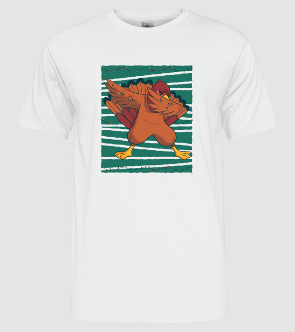 Curcan DAB Ziua Recunoștinței Thanksgiving model alb pe tricou