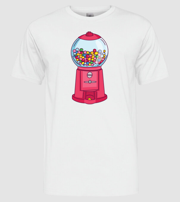 Automat Gumă de mestecat model alb pe tricou