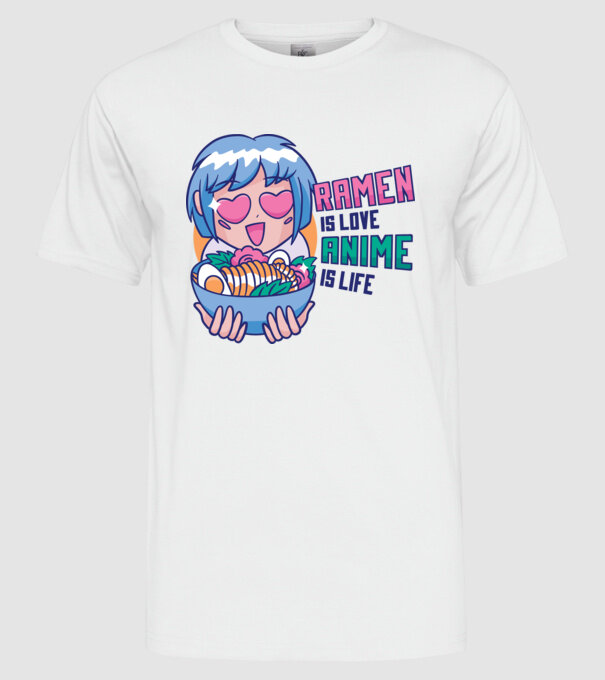 Ramen is Love Anime is Life model alb pe tricou