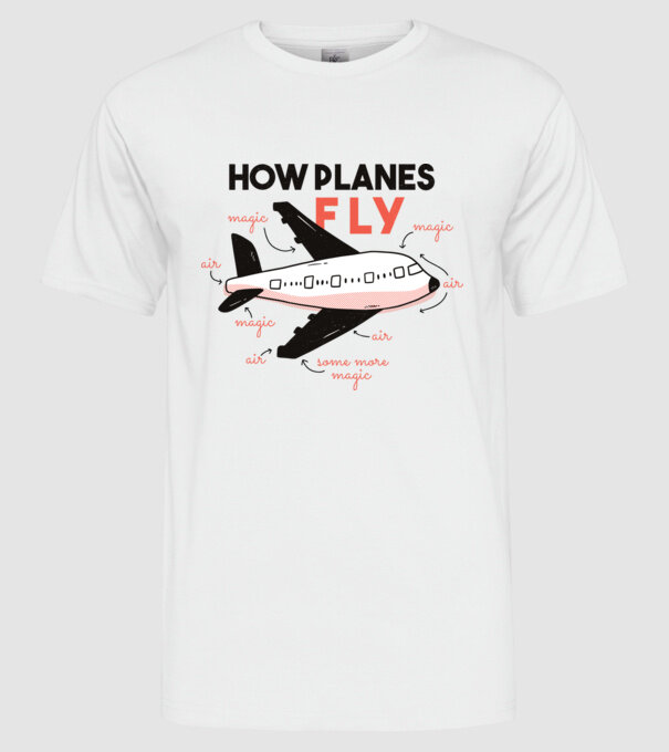 Descriere zbor model alb pe tricou