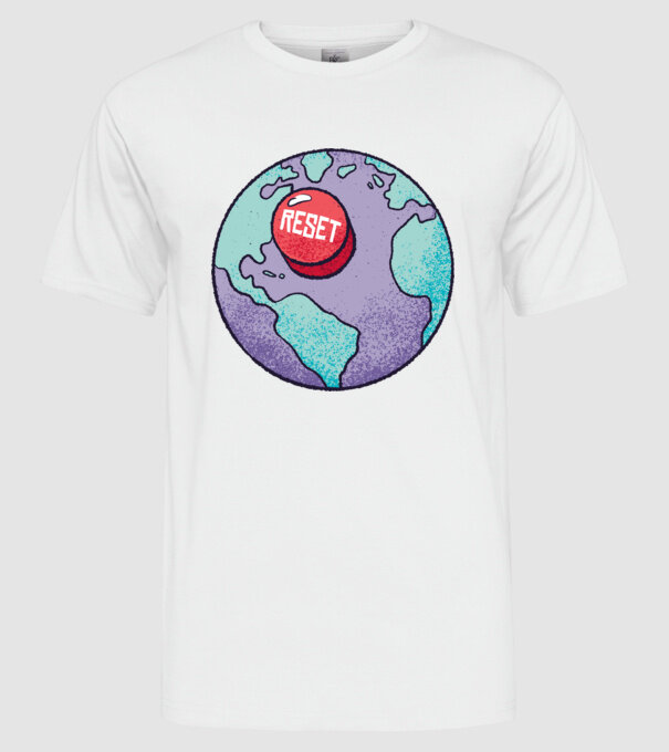 Reset Pământ model alb pe tricou