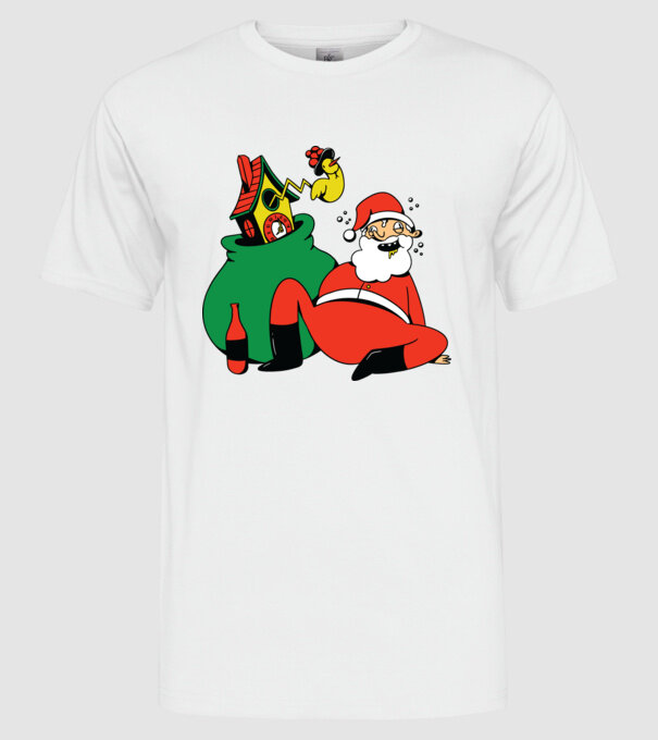 Moș Crăciun beat model alb pe tricou