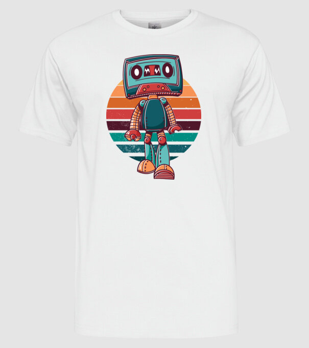 Robot Casetă retro model alb pe tricou