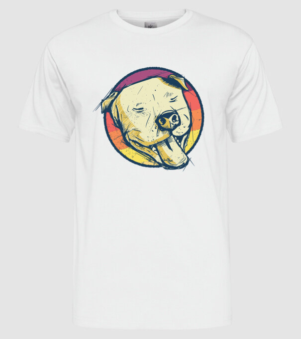 Cap Pitbull retro model alb pe tricou