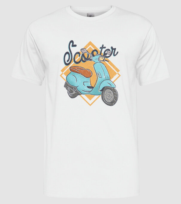 Scooter model alb pe tricou