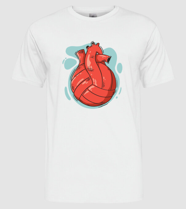 Inimă volei model alb pe tricou
