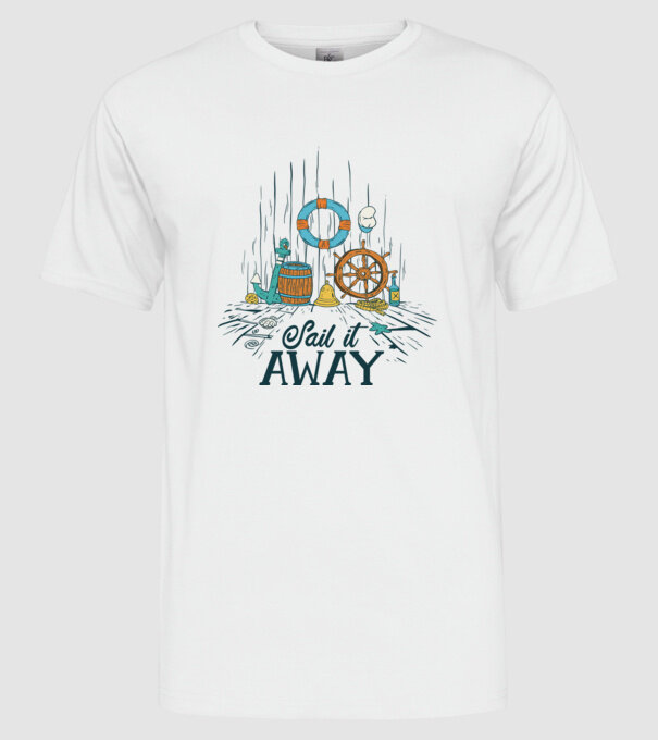 Sail it away model alb pe tricou