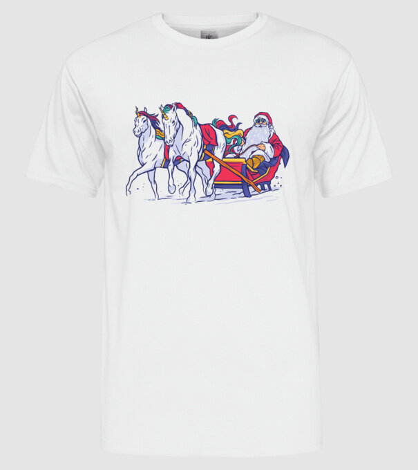 Santa Unicorn Moș Crăciun model alb pe tricou