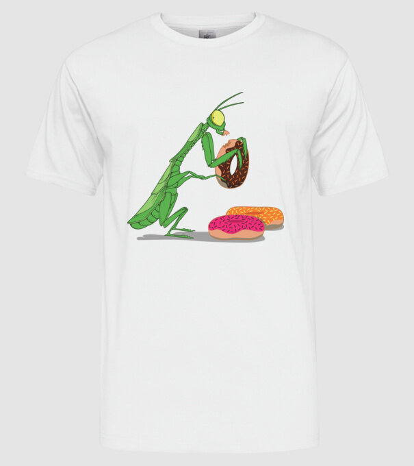 Lăcustă cu gogoașă model alb pe tricou