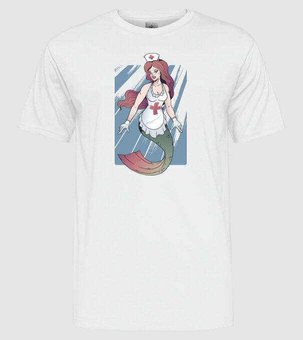 Infirmieră sirenă model alb pe tricou