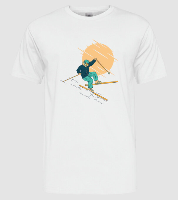 Căzătură schior model alb pe tricou