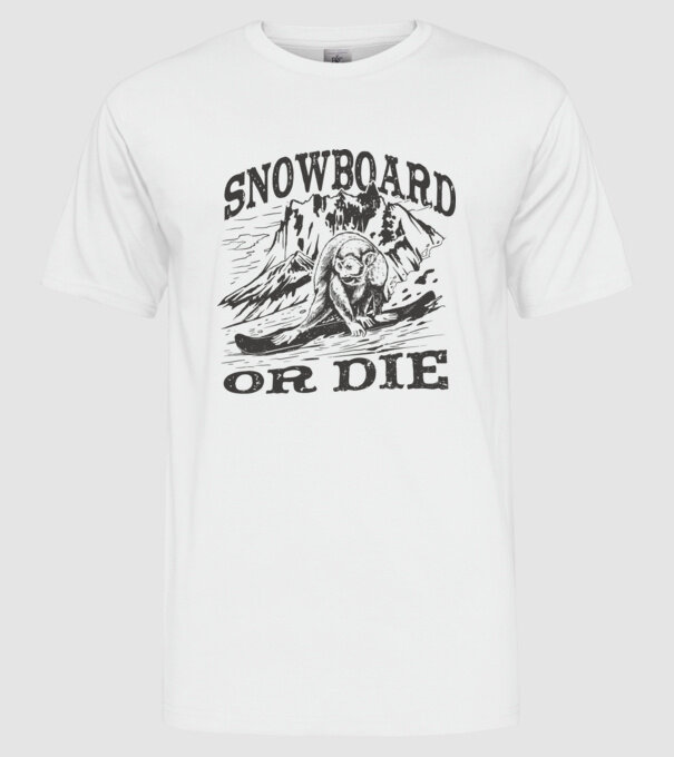 Maimuță Snowboarder model alb pe tricou