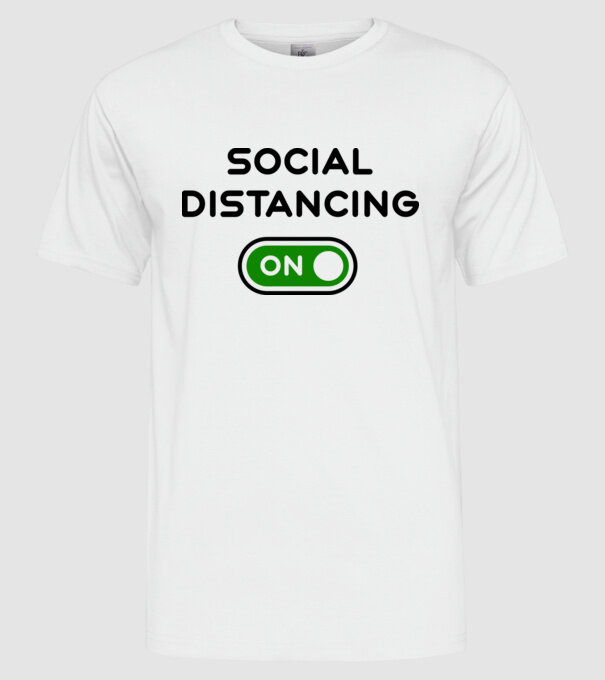 Social distancing on model alb pe tricou