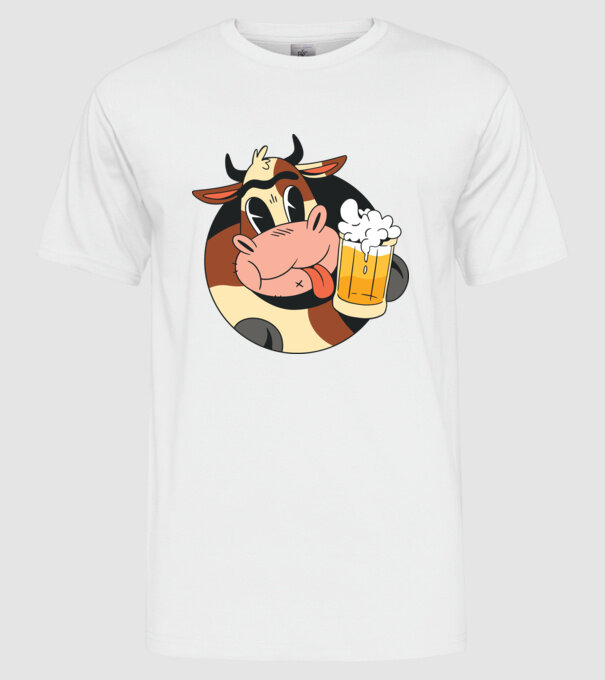 Vacă cu bere model alb pe tricou