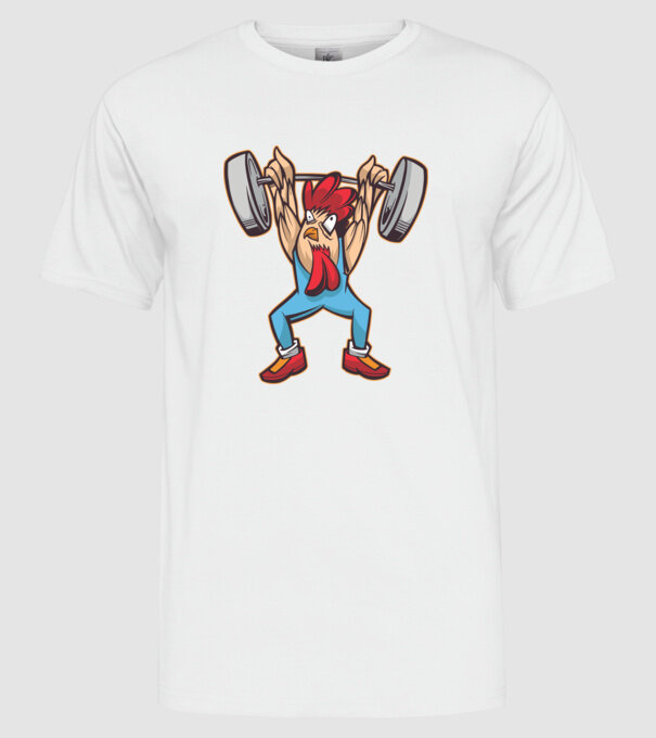 Pui Halterofil model alb pe tricou