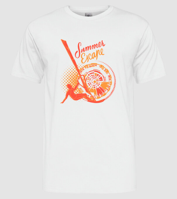 Summer Escape Surf model alb pe tricou