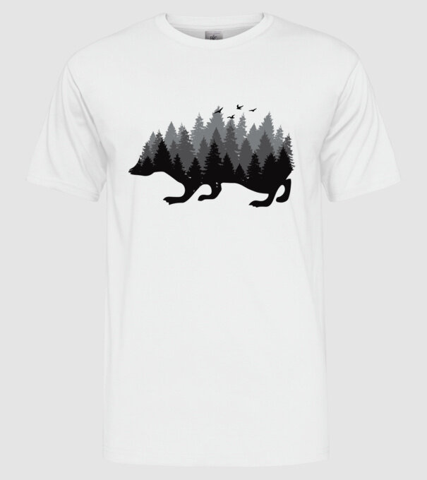 Siluetă Arici model alb pe tricou